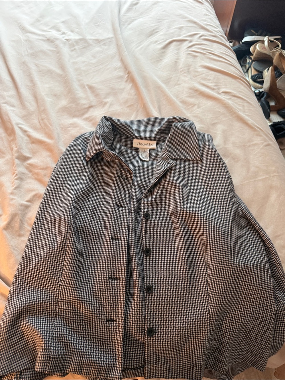Chadwicks Black and White Houndstooth Button-Front Jacket